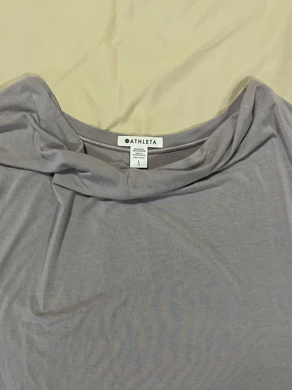 Athleta Gray Cowl Neck Oversized Tee Short Sleeve Top Size Large - Picture 3 of 5
